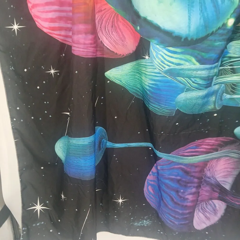 jellyfish mushroom galaxy pink purple blue tapestry fabric wall art trippy